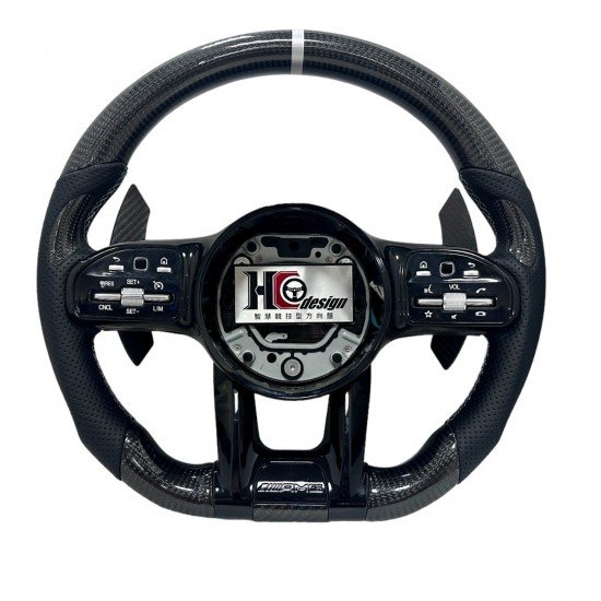 BENZ AMG 19款 競技型 左右透氣皮 握把卡夢 變形蟲方向盤 黑 白定位圈 白線 BENZ AMG 19款 競技型 左右透氣皮 握把卡夢 變形蟲方向盤 黑 白定位圈 白線