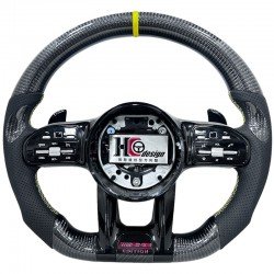 卡夢平把、透氣皮、黃色定位圈、握把卡夢、黃線、黑