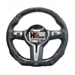 BMW F30 M3款 競技型 左右透氣皮 變形蟲方向盤 鍛造碳纖維 三色定位圈