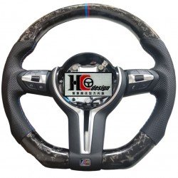 BMW F30 M3款 競技型 左右透氣皮 變形蟲方向盤 鍛造碳纖維 三色定位圈