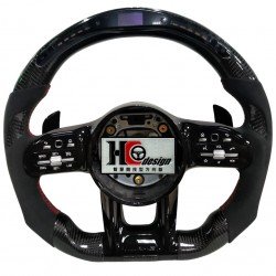 BENZ AMG 19款 智慧競技型 LED 左右麂皮 握把卡夢 變形蟲方向盤 黑 (紅線)