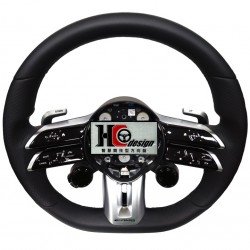 BENZ AMG 21款 上下全皮 左右透氣皮 蜻蜓方向盤 黑面板 銀 (操控選紐)