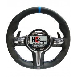 BMW F10 M5款 MP款 上下全皮 左右麂皮 方向盤 藍色定位圈