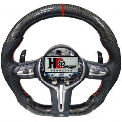 BMW F30 M3款 競技型 左右透氣皮 方向盤 (紅定位圈、紅線)