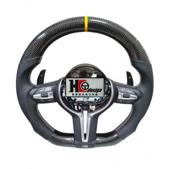BMW F30 M3款 競技型 左右透氣皮 方向盤 (黃定位圈、白線) BMW F30 M3款 競技型 左右透氣皮 方向盤 (黃定位圈、白線)
