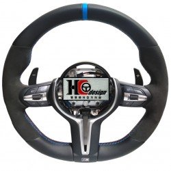 BMW F30 M3款 MP款 上下全皮 左右麂皮 平把方向盤 藍定位圈