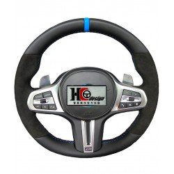 BMW G世代 G系列 MP款 for F30 M3款 上下全皮 左右麂皮 方向盤 藍色定位圈